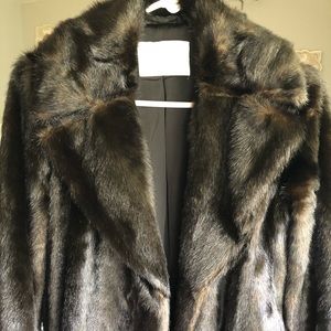 Faux fur brown coat. Worn once, MINT condition.